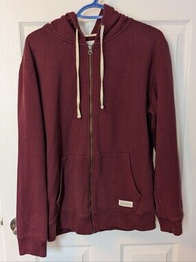 Saturdays New York City Maroon Full-Zip Hoodie with Cream Details